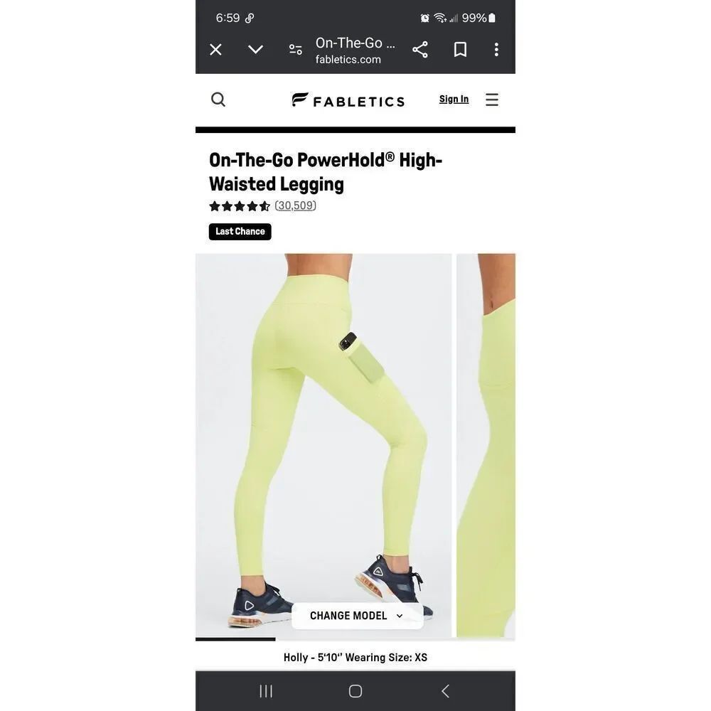 New XXL Fabletics Sprout Green On the Go PowerHold 365+ High Waist Leggings